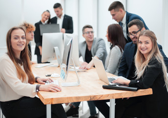 young business people work in a modern office