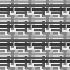 Abstract pattern of intertwined stripes, endless canvas, seamless texture. Square. Monochrome. Grey.