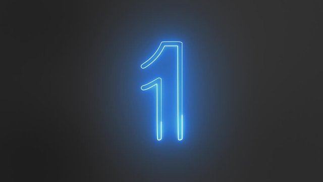 Blue Neon Sign Numbers Counting Up From 1 to 5