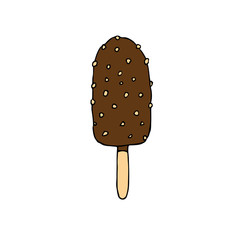 Hand drawn doodle sketch colored eskimo ice cream isolated on white background