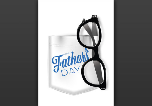 Happy Father'S Day Card Layout Design with Glasses