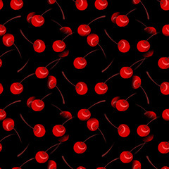 seamless pattern with red cherry