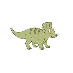 Vector hand drawn doodle sketch green triceratops dinosaur isolated on white background