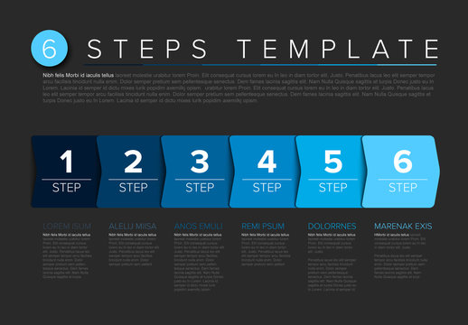 6 Blue Arrows Step Process Infographic