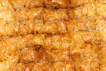 background of homemade Turkish Ramadan Dessert Baklava
