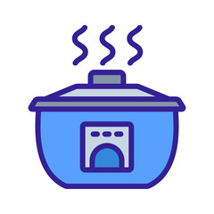 semi-oval multicooker in action icon vector. semi-oval multicooker in action sign. color symbol illustration