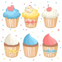 seamless pattern with cupcakes and candy