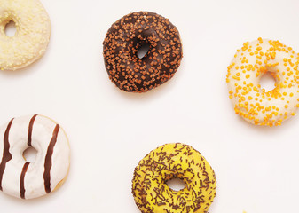 Delicious donut on color background. National Donut Day concept.