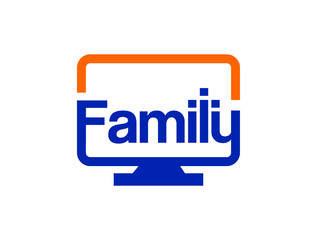 A vector Illustration of smart family in computing logo vector format with blue and orange color