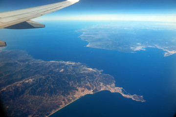 Fototapeta na wymiar Aerial photo of the Strait of Gibraltar, Spain and Morocco
