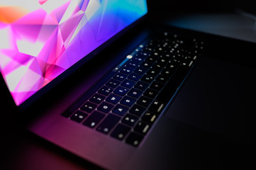 Businessman working laptop for new  project. Generic design notebook on the table. Blurred...