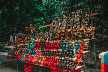 Ancient Mexican-themed souvenir shop at a tourist spot.