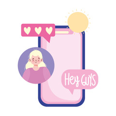 people communication and technology, smartphone young woman love sms