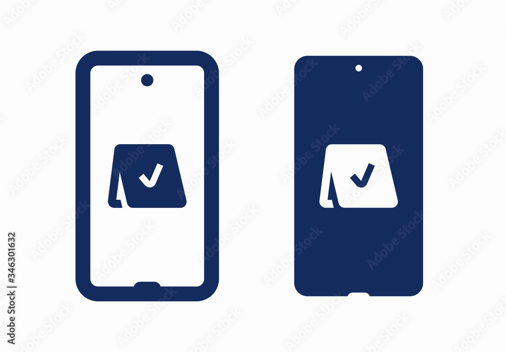 Aufkleber smartphone device line vector icon. touchscreen symbol. reservation silhouette icons set for web des