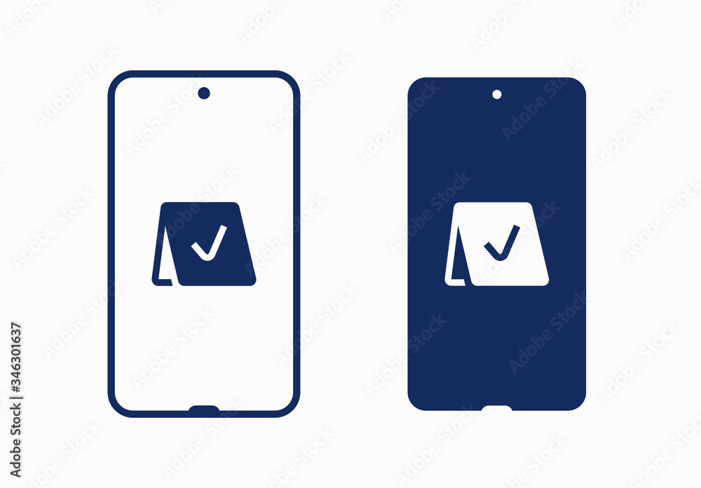 Aufkleber smartphone device line vector icon. touchscreen symbol. reservation silhouette icons set for web des