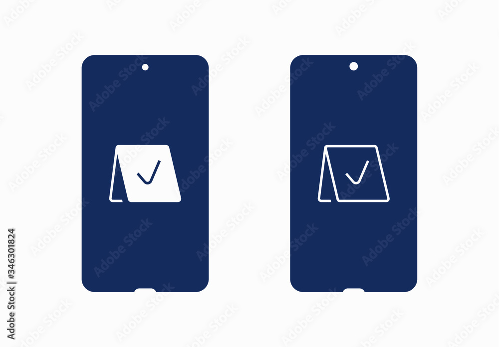Aufkleber smartphone device line vector icon. touchscreen symbol. reservation silhouette icons set for web des