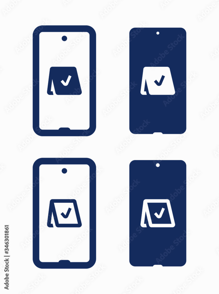 Aufkleber smartphone device line vector icon. touchscreen symbol. reservation silhouette icons set for web des