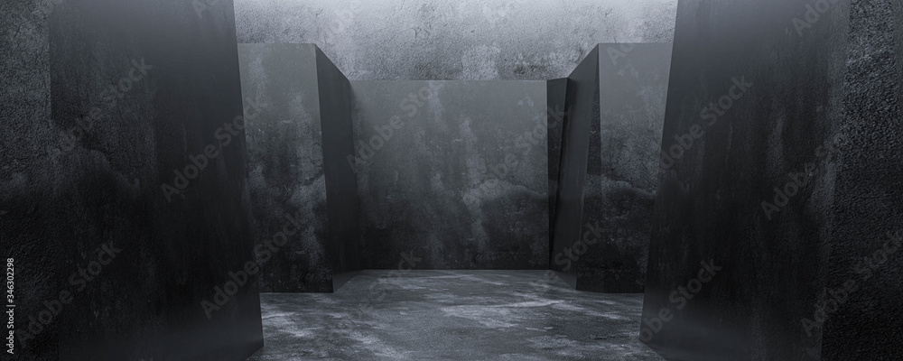 Poster abstract architectural concrete design against the sky in daylight 3d rendering illustration. modern