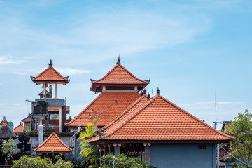 Fototapeta na wymiar Landscape of Ubud and houses of Bali Island, traditional architecture of Bali Island
