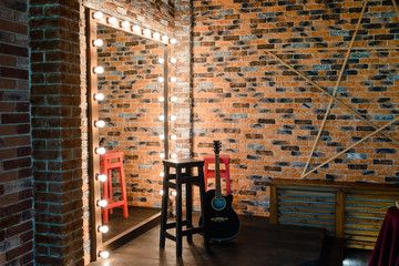 Vintage interior in dark room