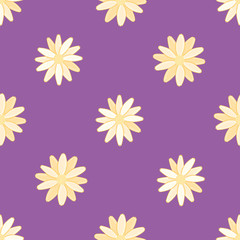 Golden daisies pattern illustration. Minimalist floral seamless vector background.
