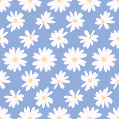 Simple daisy flower background pattern vector. Minimalist floral seamless illustration.