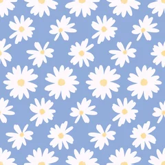 Peel and stick wall murals For her Simple daisy flower background pattern vector. Minimalist floral seamless illustration.