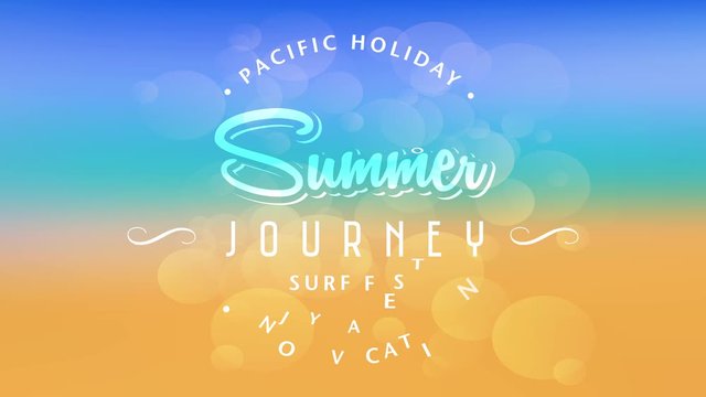 pacific holiday enjoy vacation written around summer journey surf fest text using various modern fonts and cursive typography in the middle over sunny bubbly background