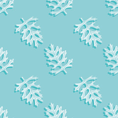 Dusty miller leaf pattern illustration. Turquoise foliage vector seamless background.