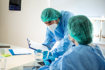 Doctors having a meeting at the hospital.