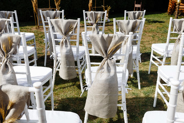 Decorative chairs at the wedding ceremony.