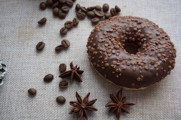 chocolate donuts with icing sugar