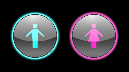 Two icons with figures of a man and a woman. Vector design of gender symbols icons