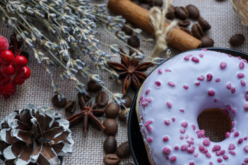 Berry donuts with icing sugar