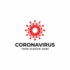 Trendy abstract modern professional covid-19 corona virus logo design creative concept vector template. Covid 19 icon design for business or corporate identity.
