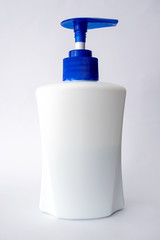 Mockup white bottle for design. White container for cosmetics isolated on a white background. Beauty and health concept.