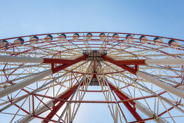 Bottom view of the ferris wheel in park. Batumi. Georgia