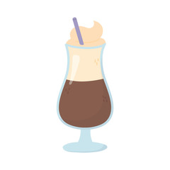 latte cup with straw isolated icon white background