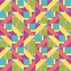 Beautiful of Colorful Square and Triangle, Repeated, Abstract, Illustrator Geometric Pattern Wallpaper. Image for Printing on Paper, Wallpaper or Background, Covers, Fabrics