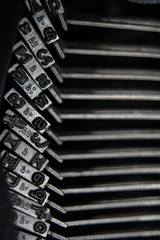 Close up of typewriter hammers