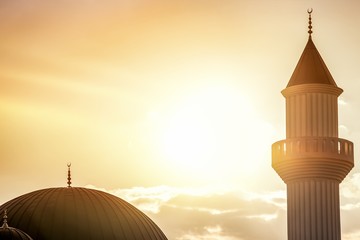 Mosque at sunset  , background Ramadan