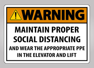 Warning Maintain Proper Social Distancing Sign Isolate On White Background,Vector Illustration EPS.10