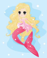 blonde hair mermaid in the sea