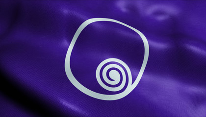 3D Waving Japan City Flag of Naruto Closeup View