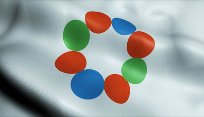 3D Waving Japan City Flag of Nanto Closeup View