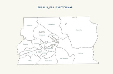 Brasilia map. vector map of brasilia in brazil. brazil city map. 