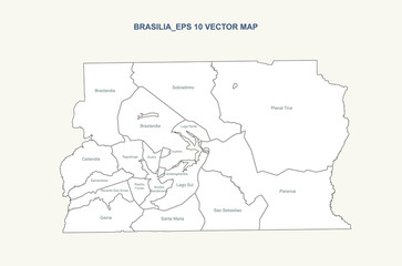 Fototapeta premium Brasilia map. vector map of brasilia in brazil. brazil city map. 