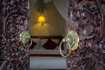 Traditional balinese bed with canopy