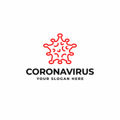 Line art covid-19 corona virus logo design vector template. Covid 19 icon design for business or corporate identity.