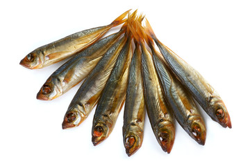 smoked horse mackerel isolated on a white background